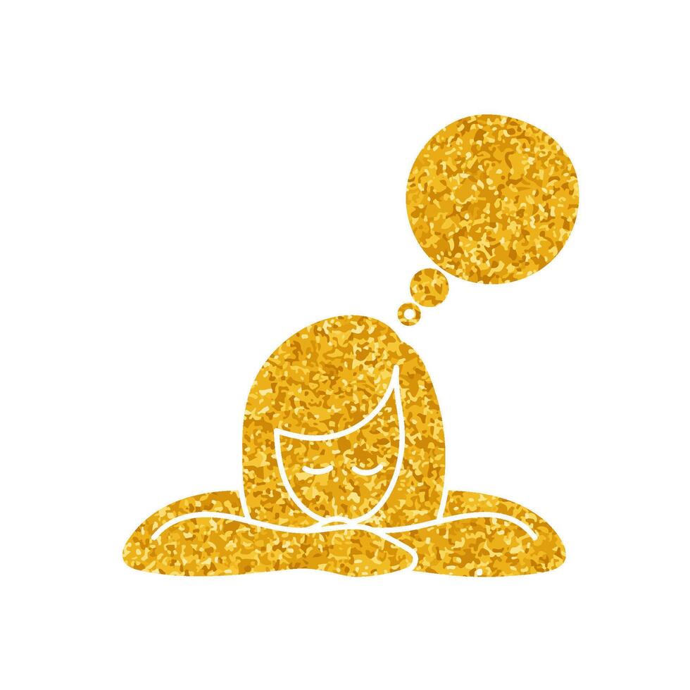 Woman thinking drawing in gold color style vector