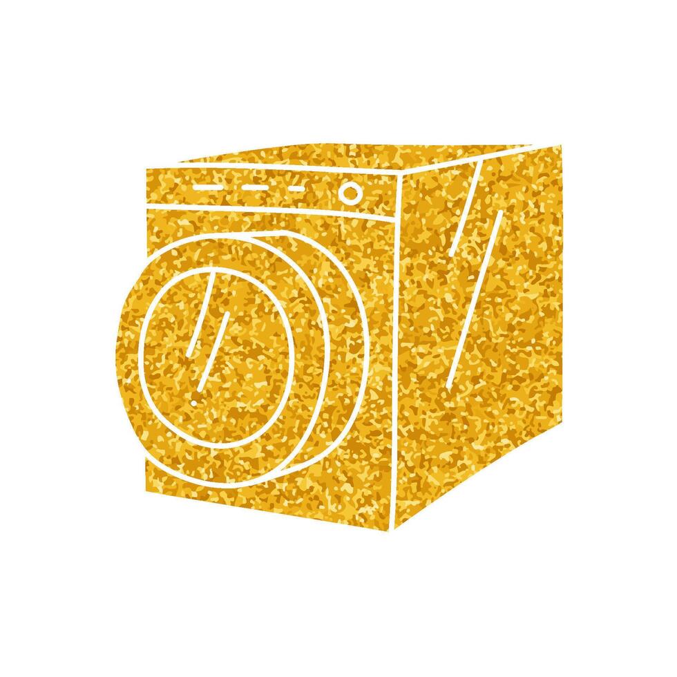 Electric washing machine drawing in gold color style vector