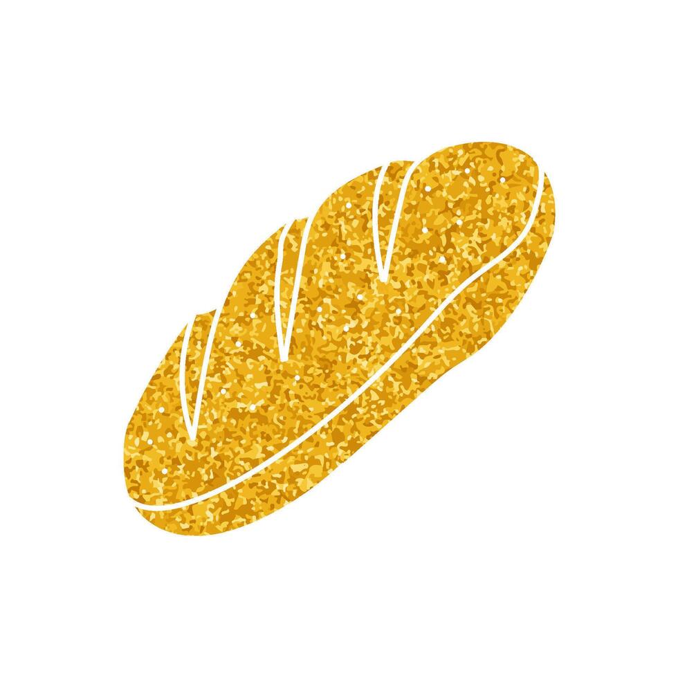 Baguette french bread drawing in gold color style vector