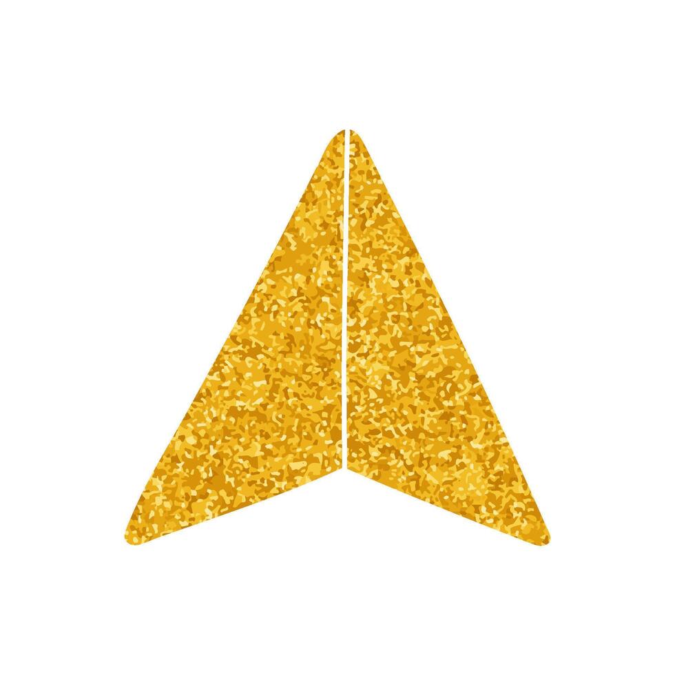drawing in gold color style map pin arrow head vector