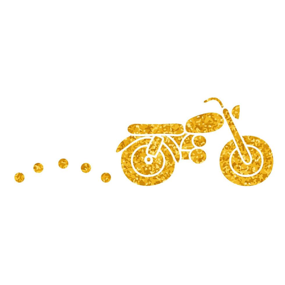 drawing in gold color style map motorcycle route icon vector