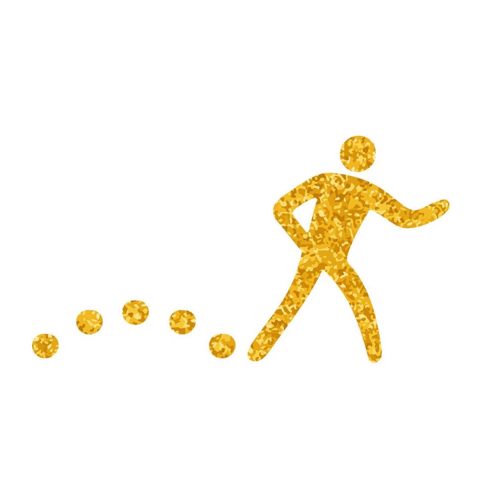 drawing in gold color style map walking route icon vector
