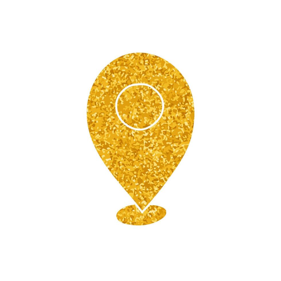 drawing in gold color style map pin icon vector