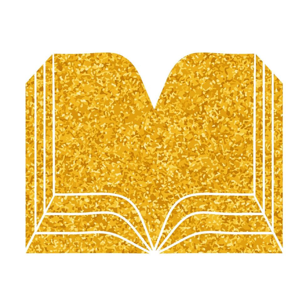 Book drawing in gold color style vector