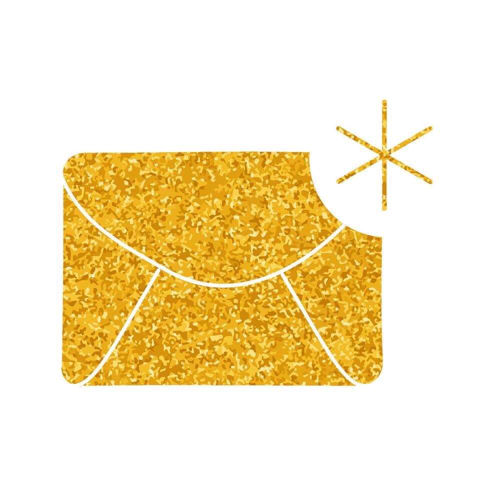 New email drawing in gold color style vector