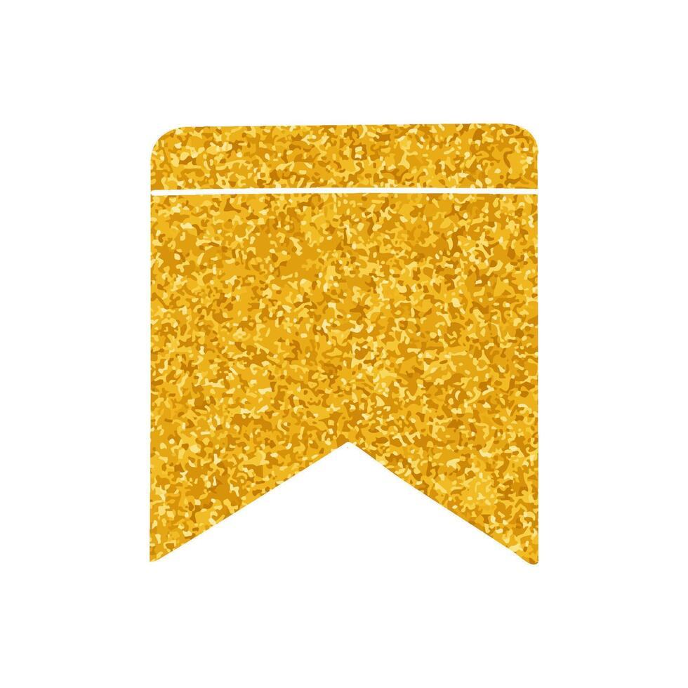 Bookmark ribbon drawing in gold color style vector
