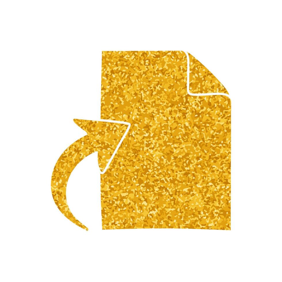 Upload document drawing in gold color style vector