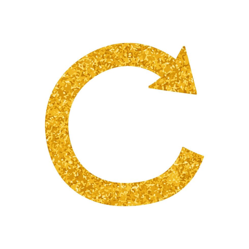 Clockwise rotating arrow drawing in gold color style vector