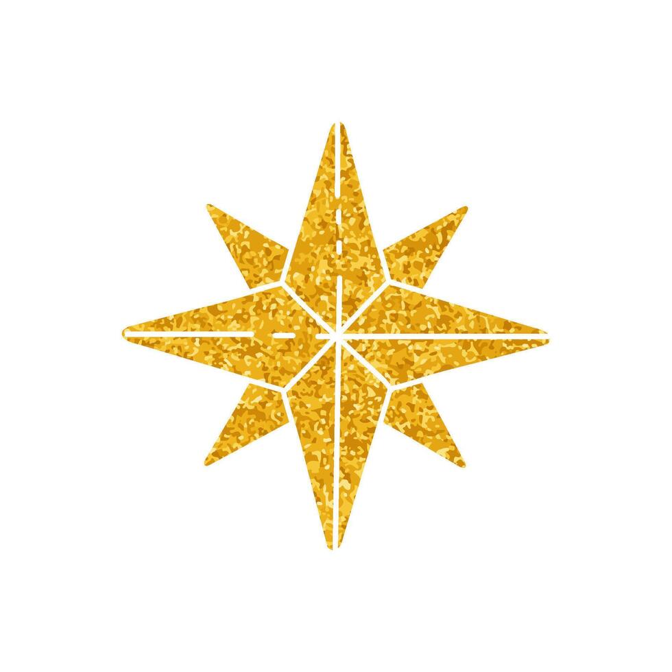 Compass drawing in gold color style vector