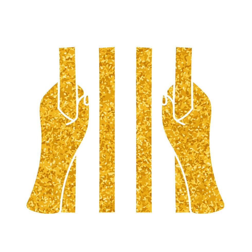 Jail bars drawing in gold color style vector