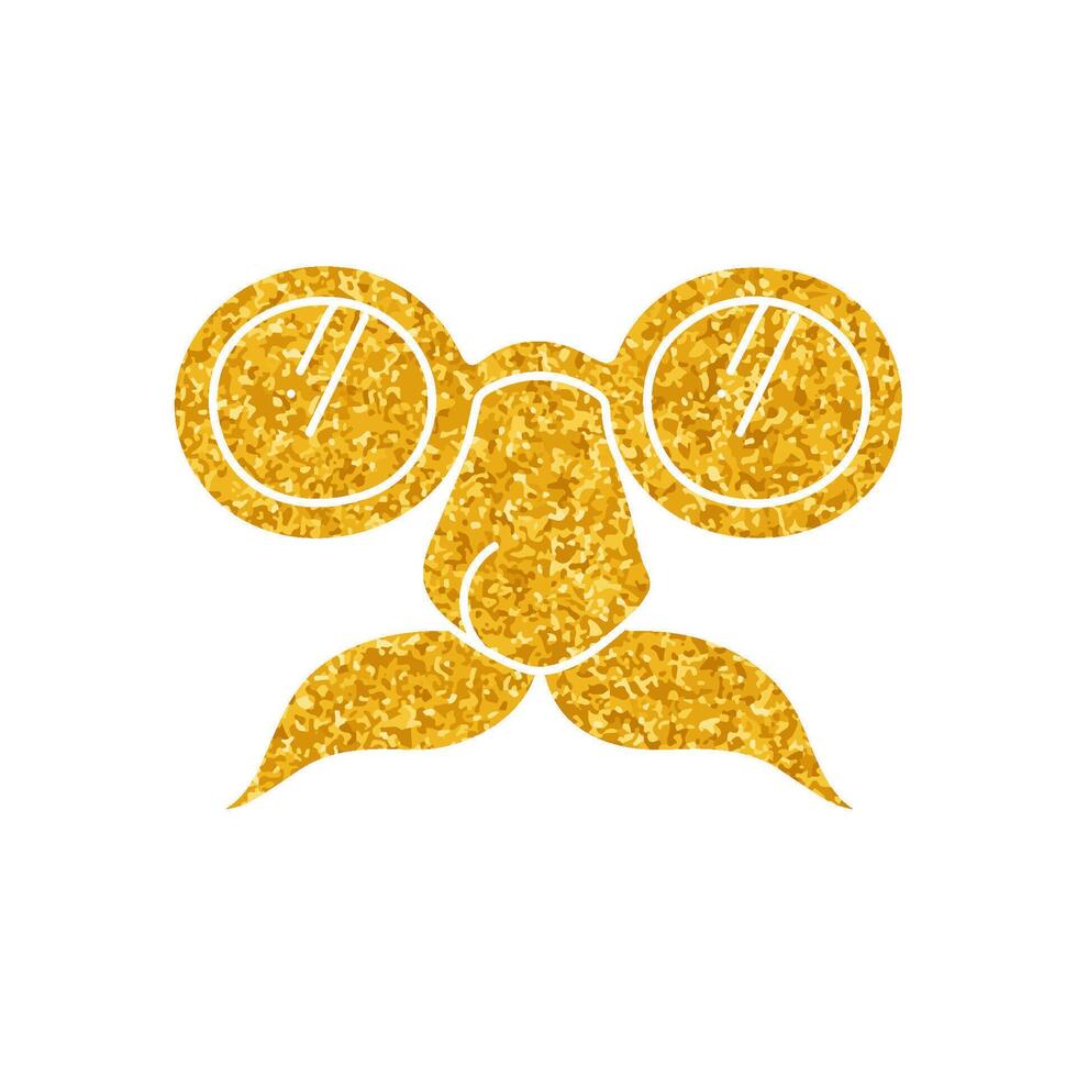 Beaglepuss glasses drawing in gold color style vector