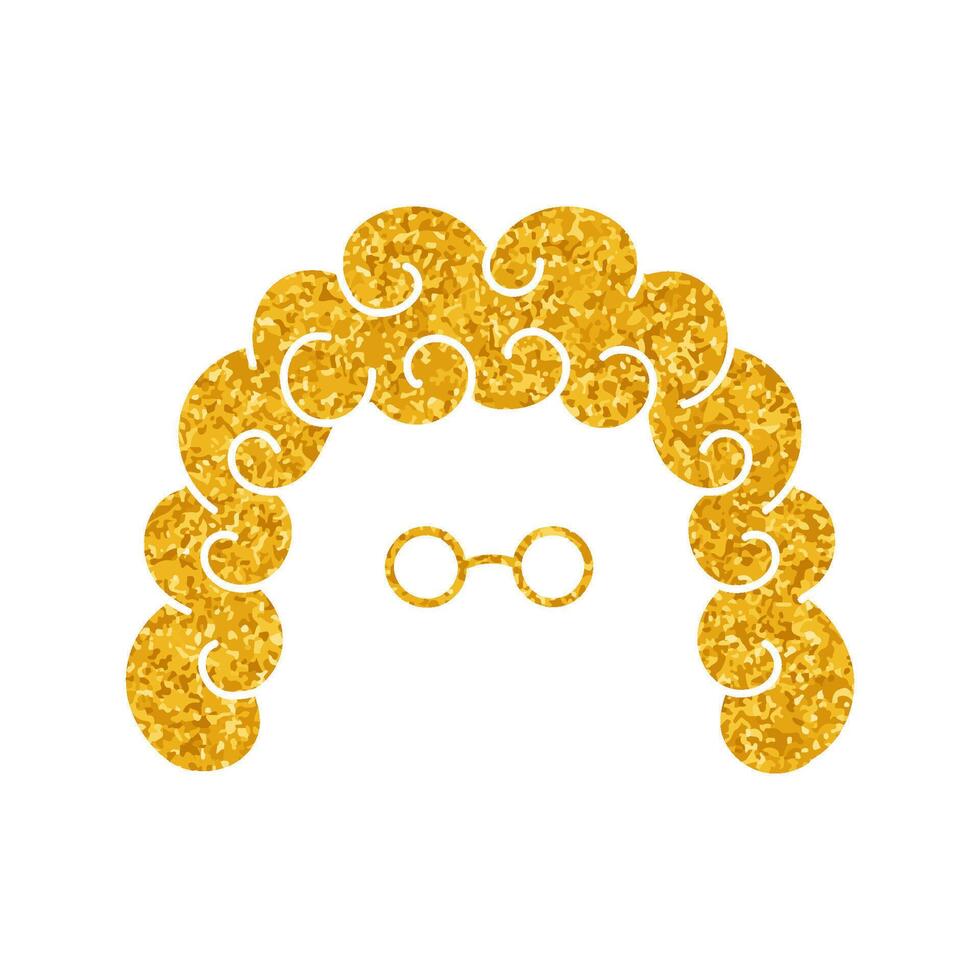 Judge hair and eyeglasses drawing in gold color style vector