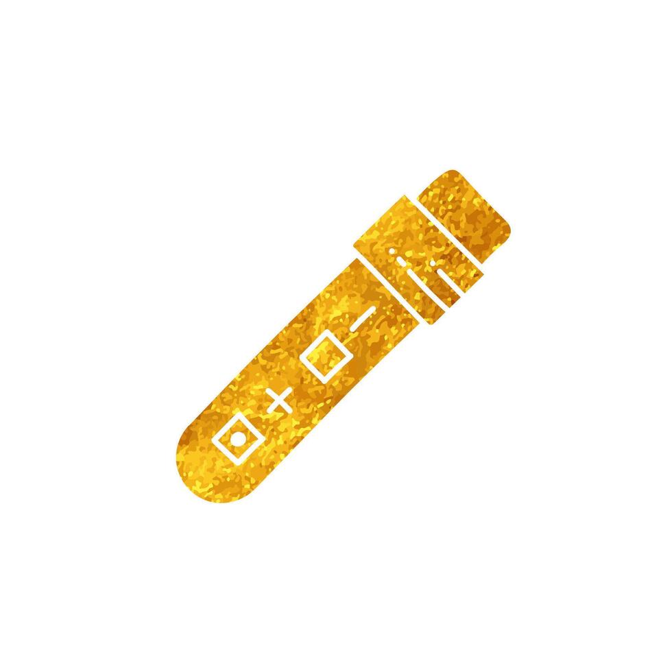 Lab testing tube with positive and negative result drawing in realistic gold color style vector