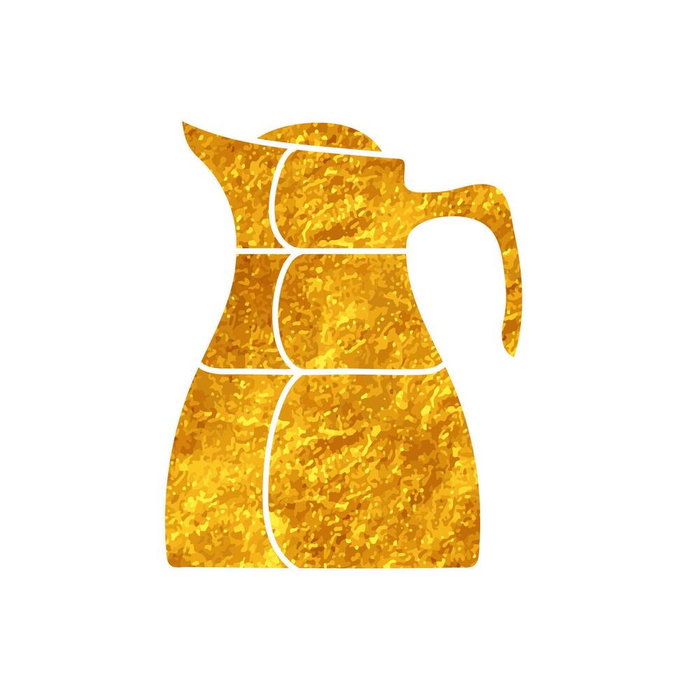 Drinking serving jug drawing in realistic gold color style vector