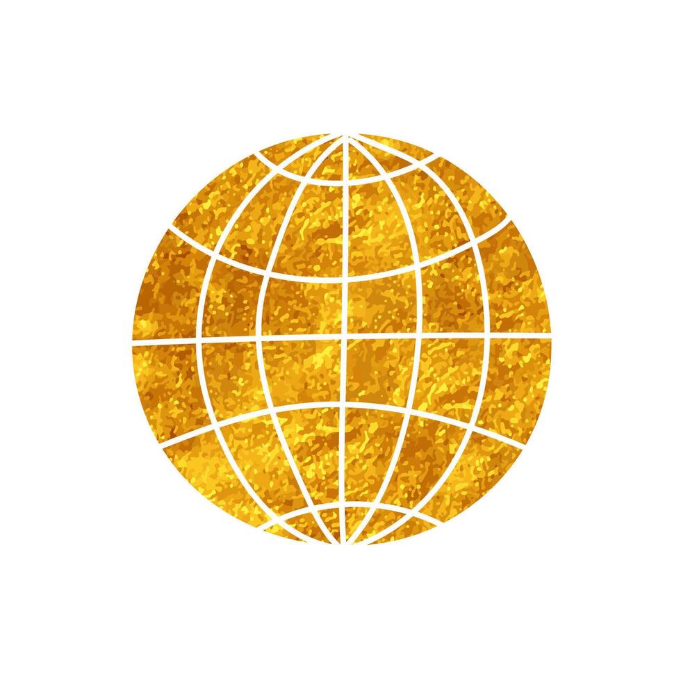World drawing in realistic gold color style vector