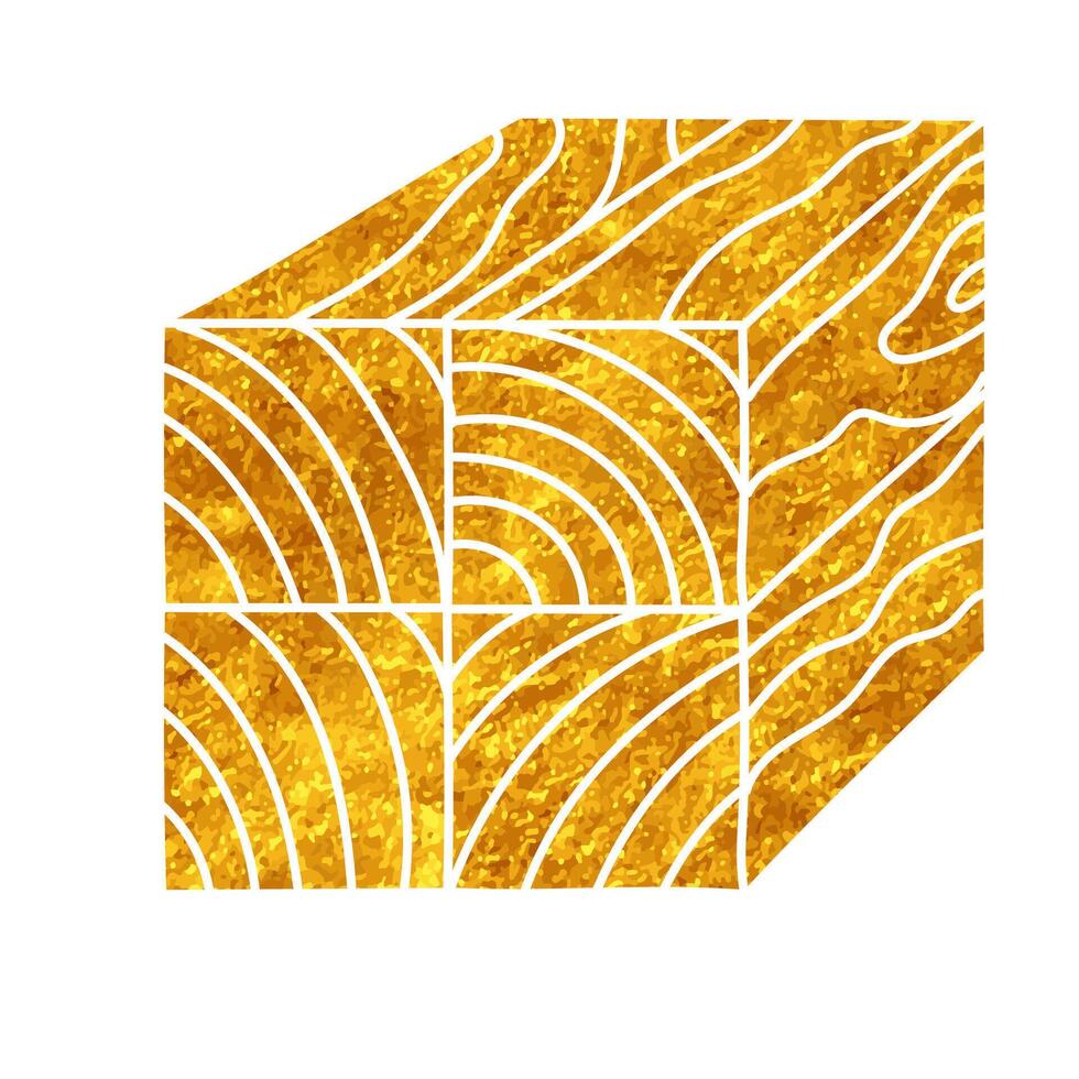 Wood post stacked marking drawing in realistic gold color style vector