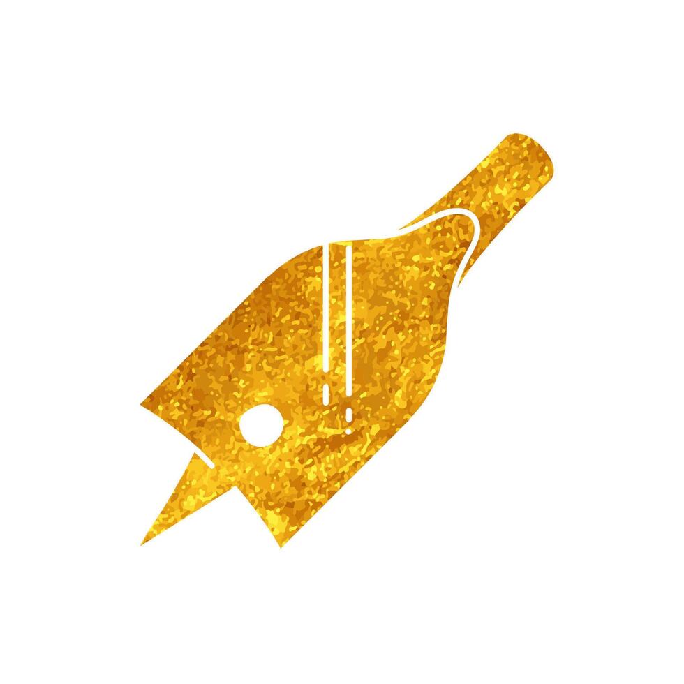 Wood hole drill bit spade shape drawing in realistic gold color style vector