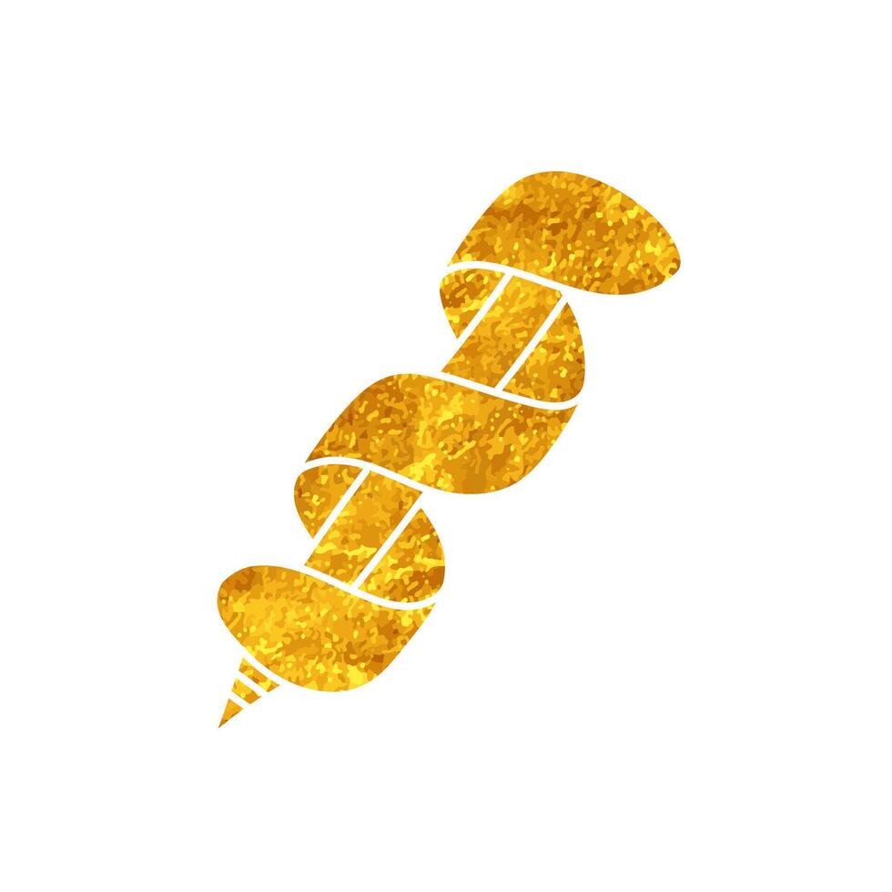 Wood hole point drill bit drawing in realistic gold color style vector
