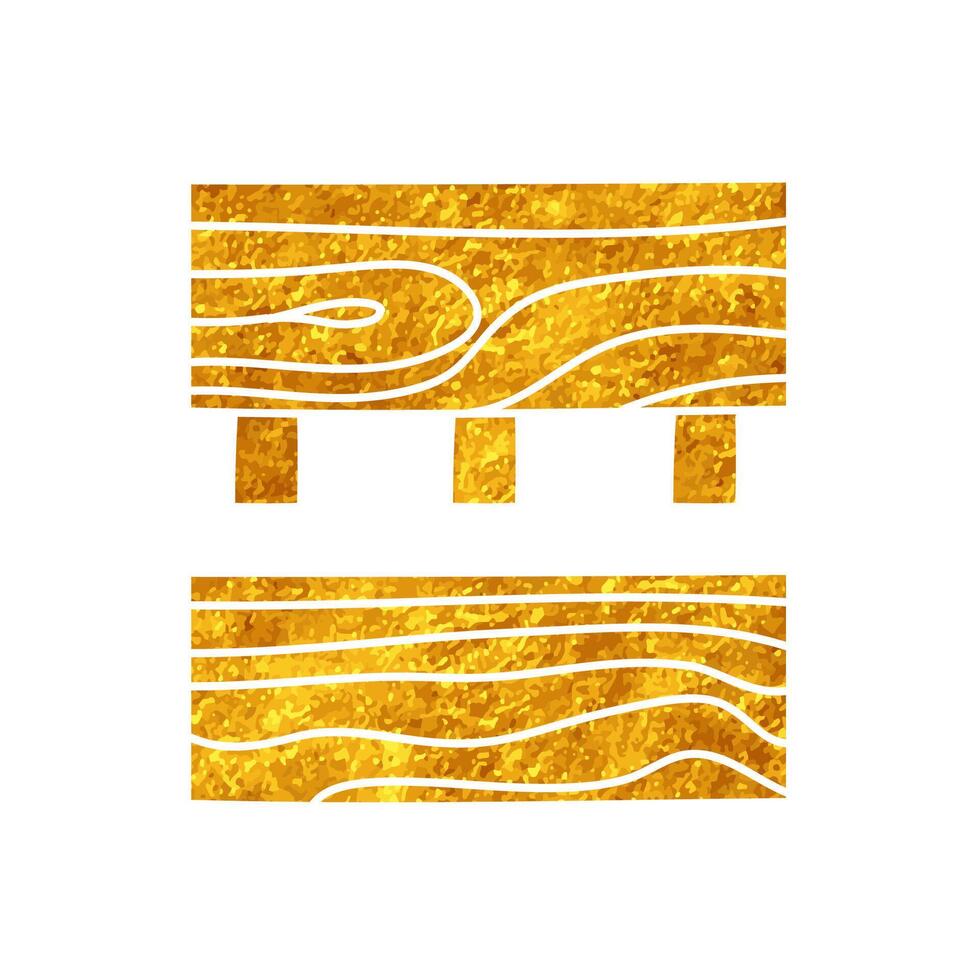 Wood pieces joint using dowels drawing in realistic gold color style vector