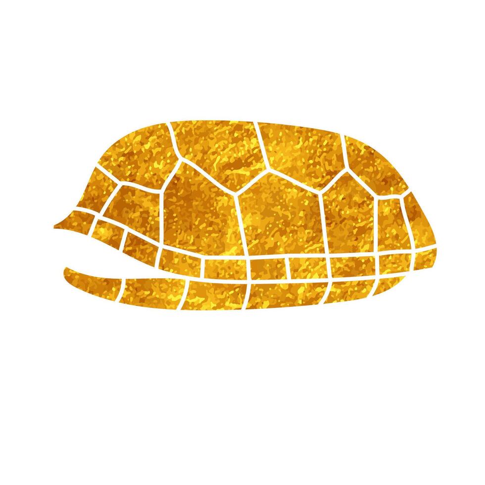 Tortoise shell drawing in realistic gold color style vector
