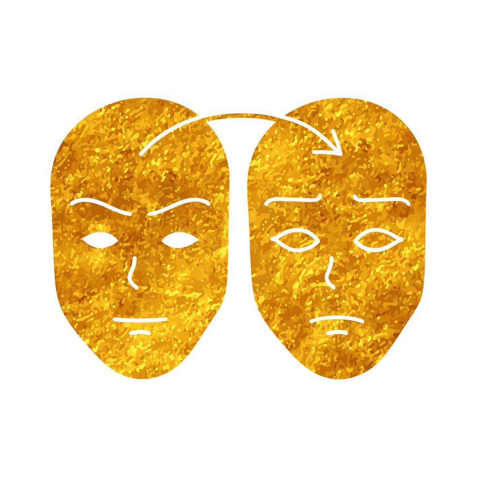 Deep fake icon face swap drawing in realistic gold color vector