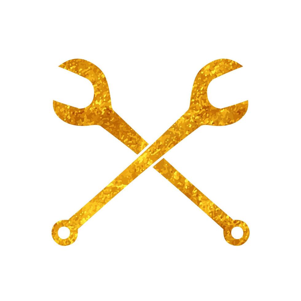 Woodworking table saw arbor wrenches drawing in realistic gold color style vector