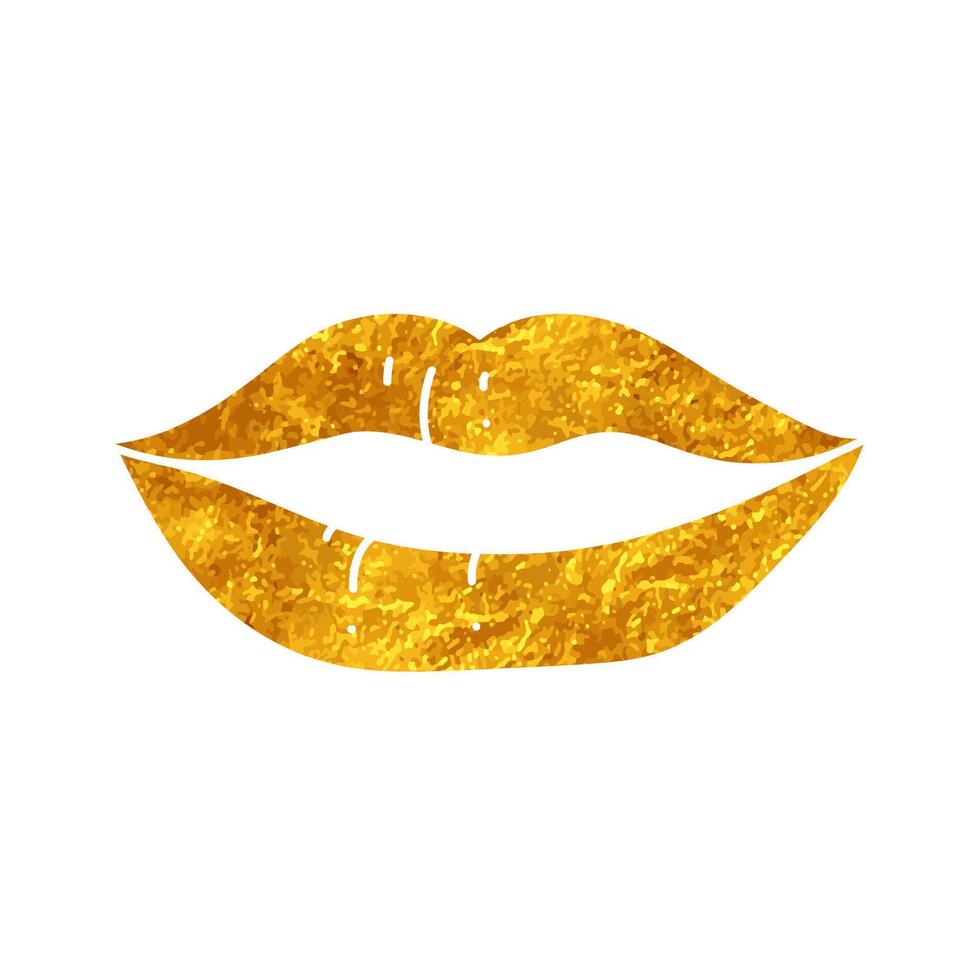 Women lip drawing in realistic gold color style vector