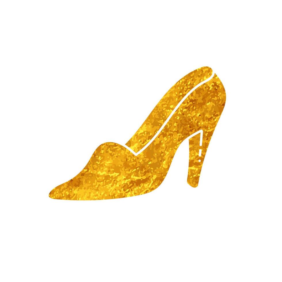 Women high heels drawing in realistic gold color style vector