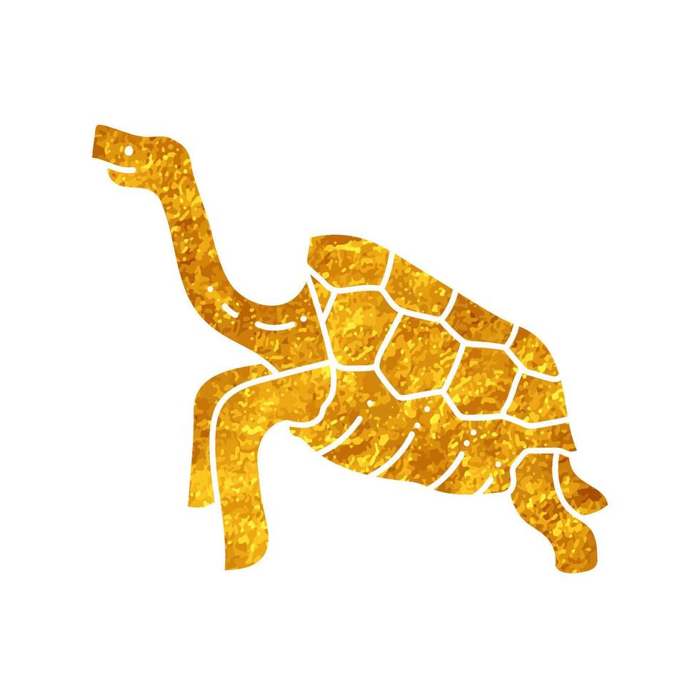 Galapagos giant tortoise drawing in realistic gold color vector