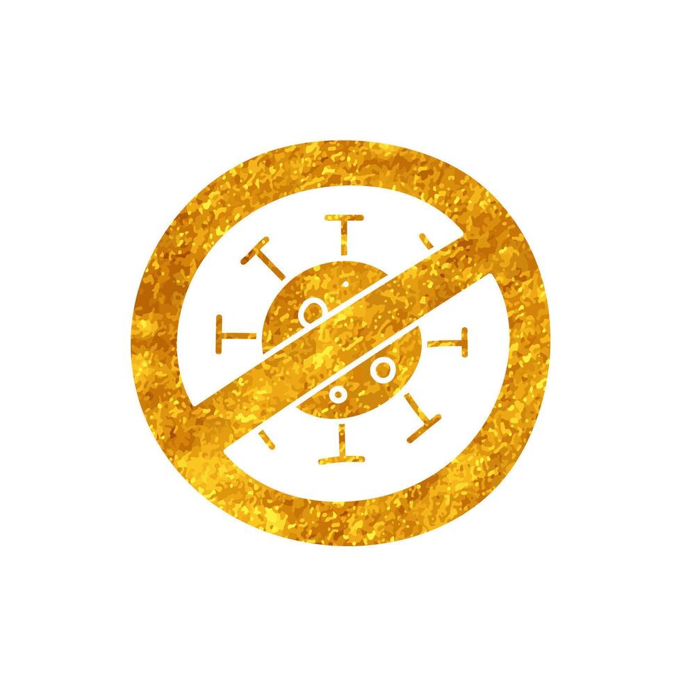No virus drawing in realistic gold color style vector