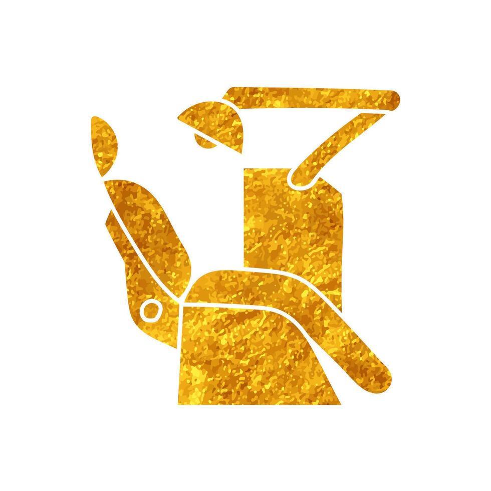 Dentist work chair drawing in realistic gold color style vector