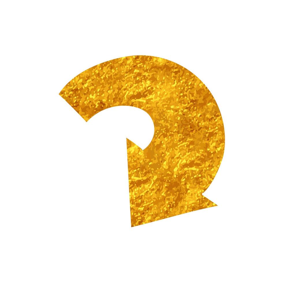 turn arrow drawing in realistic gold color style vector