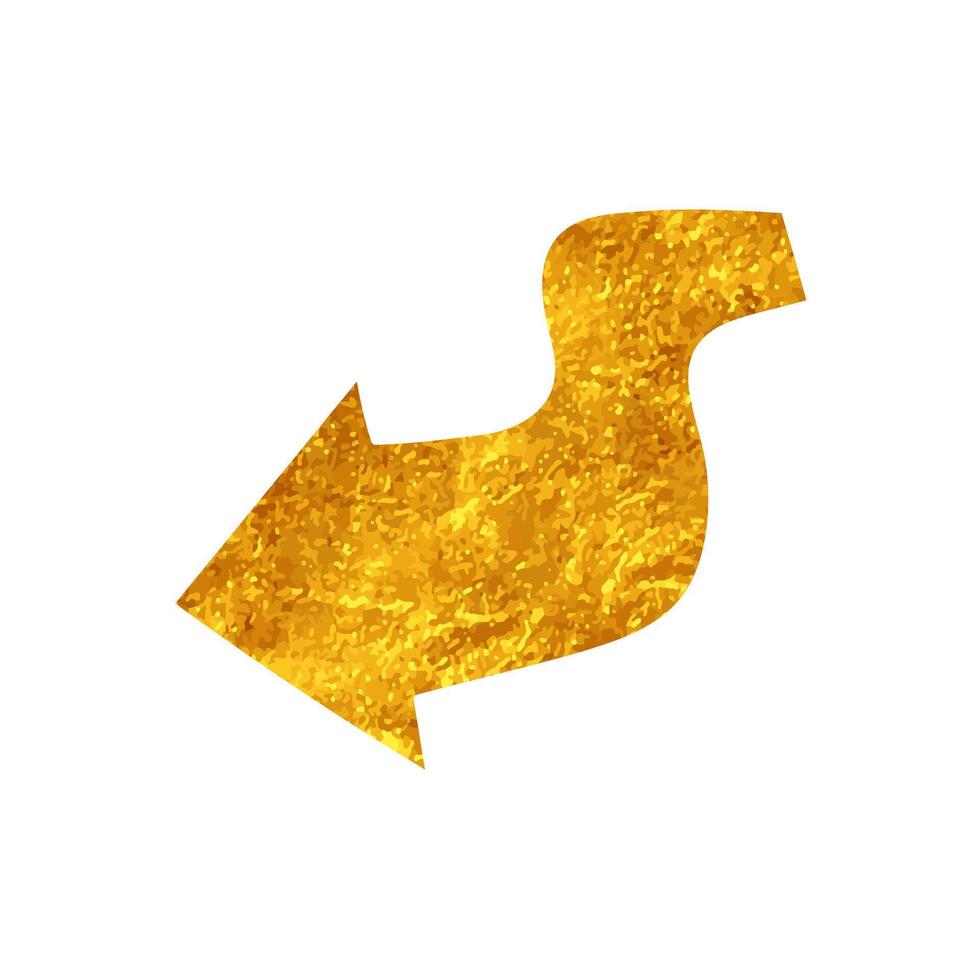 back arrow drawing in realistic gold color style vector