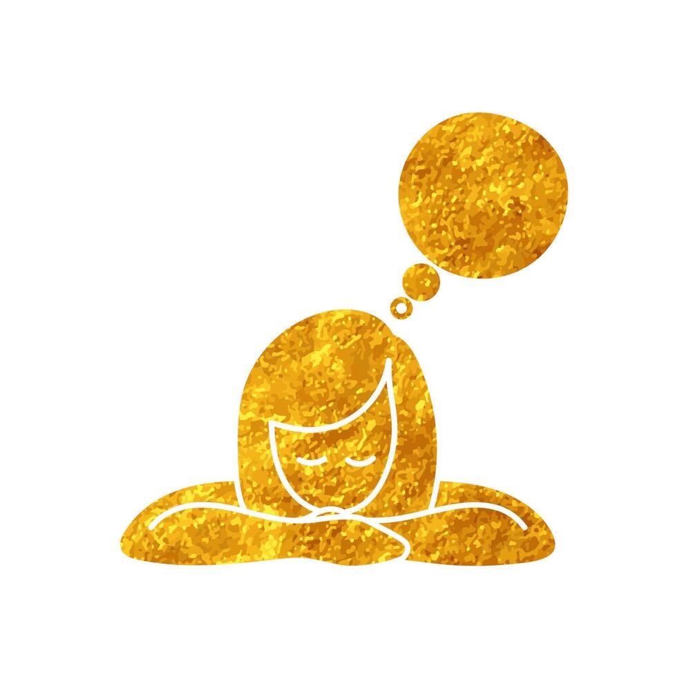 Woman thinking drawing in realistic gold color style vector