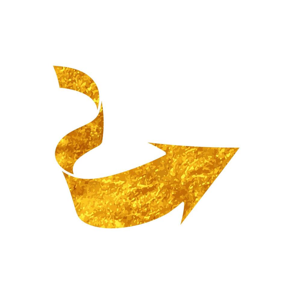 Forward arrow drawing in realistic gold color style vector