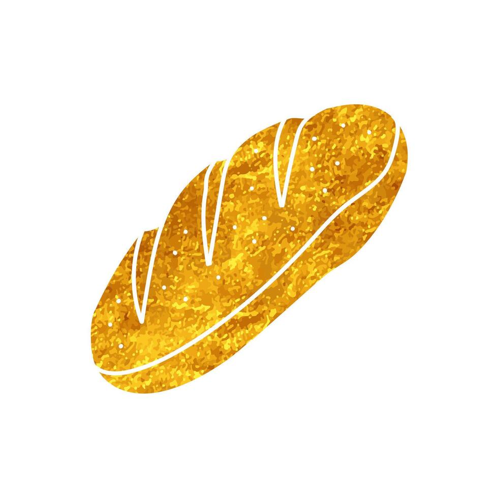 Baguette french bread drawing in realistic gold color style vector