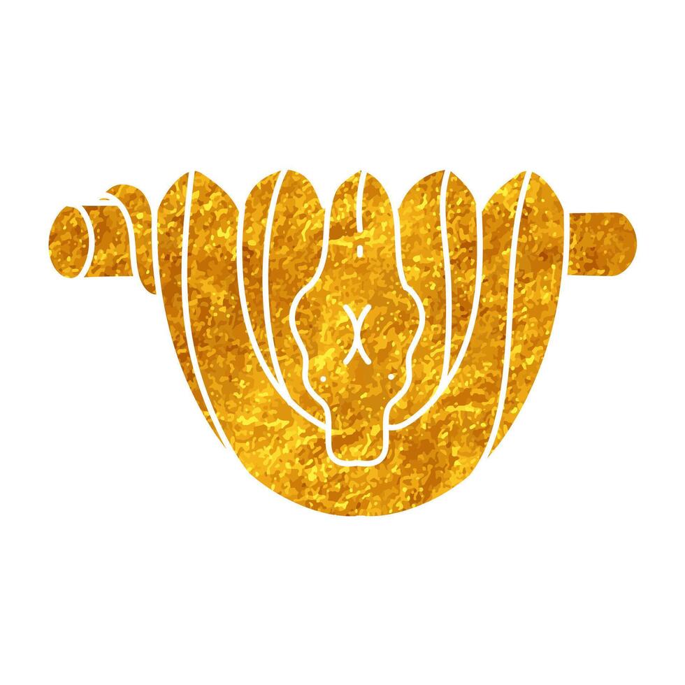 Green tree python drawing in realistic gold color style vector