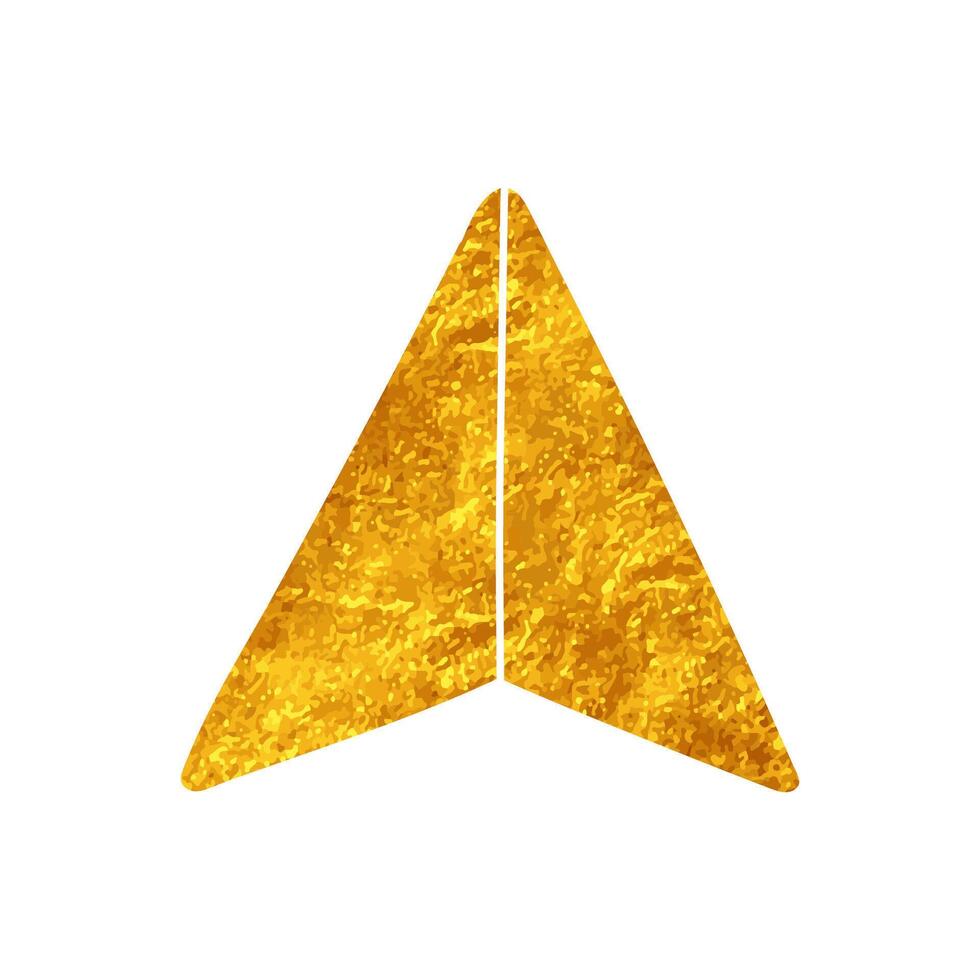 drawing in realistic gold color style map pin arrow head vector
