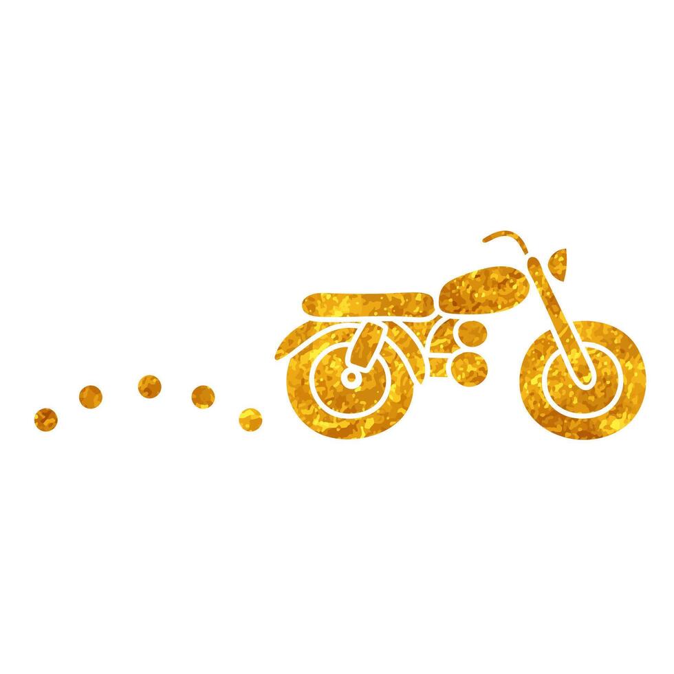 drawing in realistic gold color style map motorcycle route icon vector