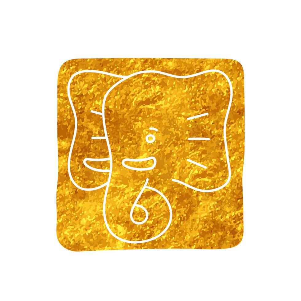 drawing in realistic gold color style elephant head vector