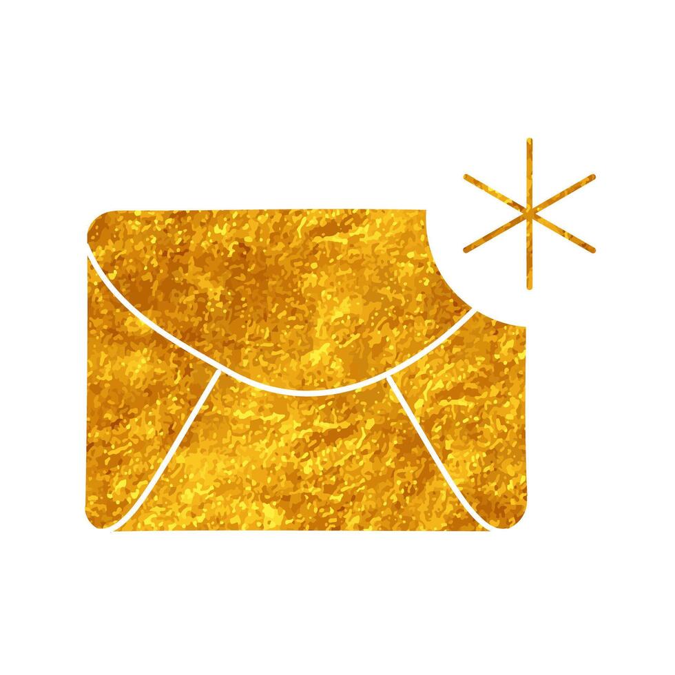 New email drawing in realistic gold color style vector