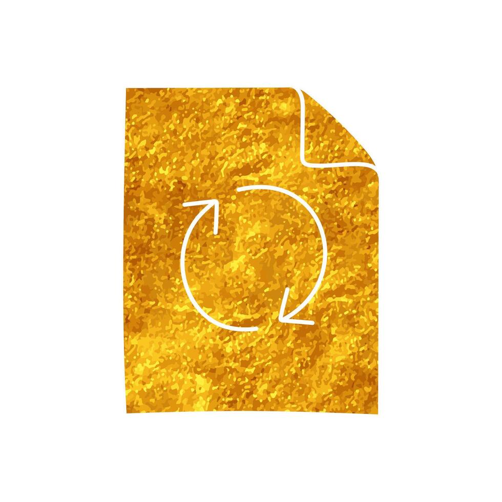 Sync document drawing in realistic gold color style vector
