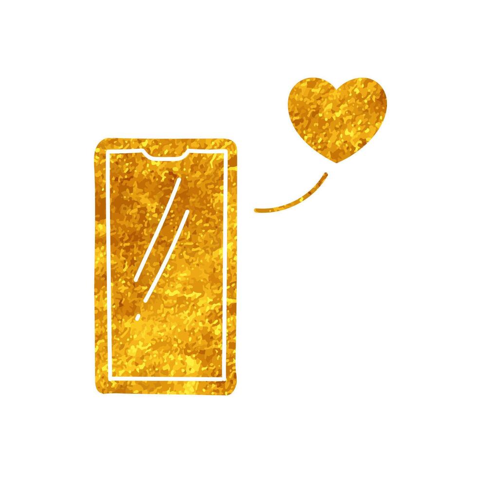 Love message drawing in realistic gold color style vector