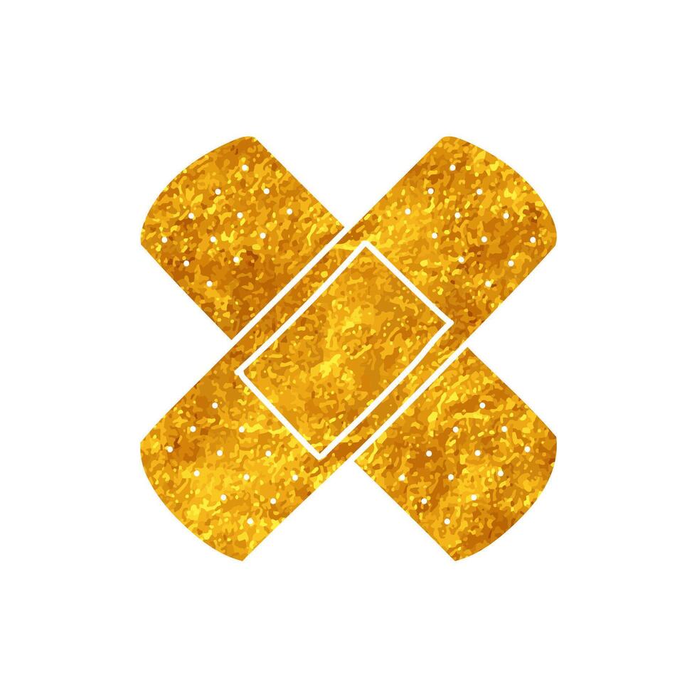 Bandage strip drawing in realistic gold color style vector