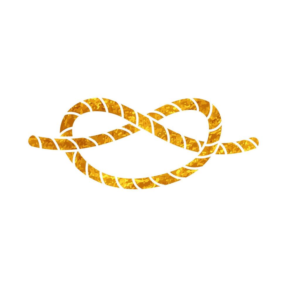 Rope knot drawing in realistic gold color vector