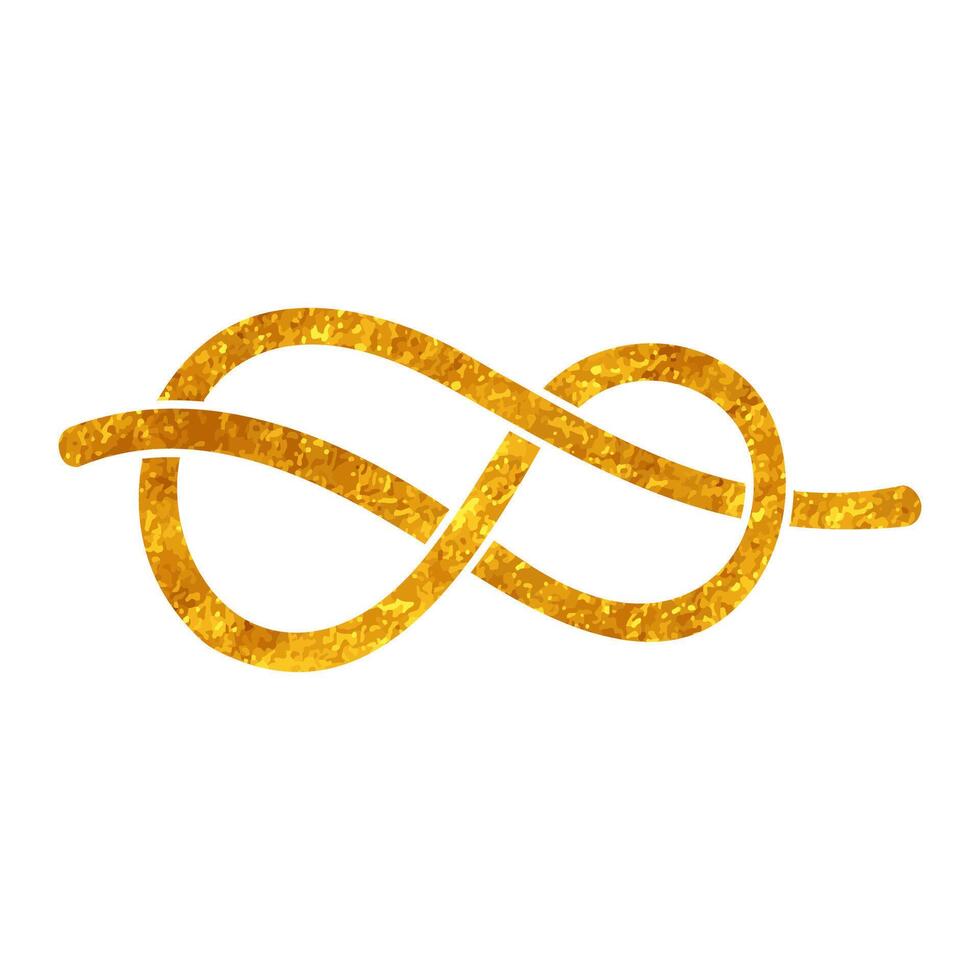 Rope knot drawing in realistic gold style vector