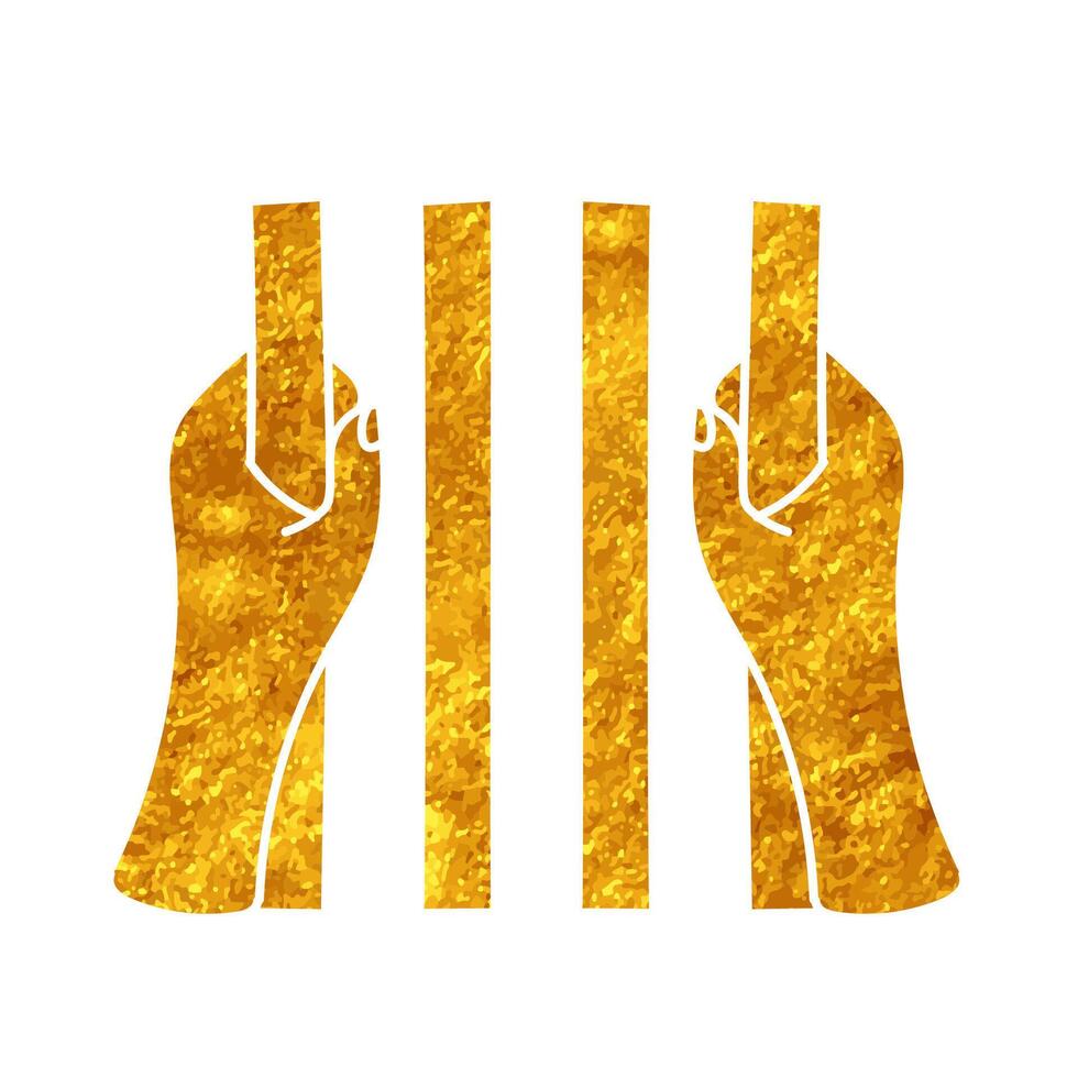 Jail bars drawing in realistic gold color style vector