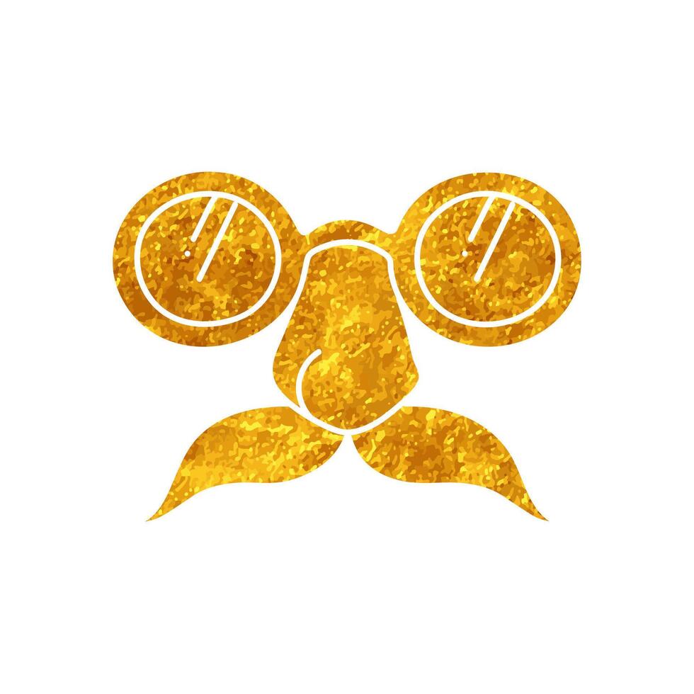 Beaglepuss glasses drawing in realistic gold color style vector