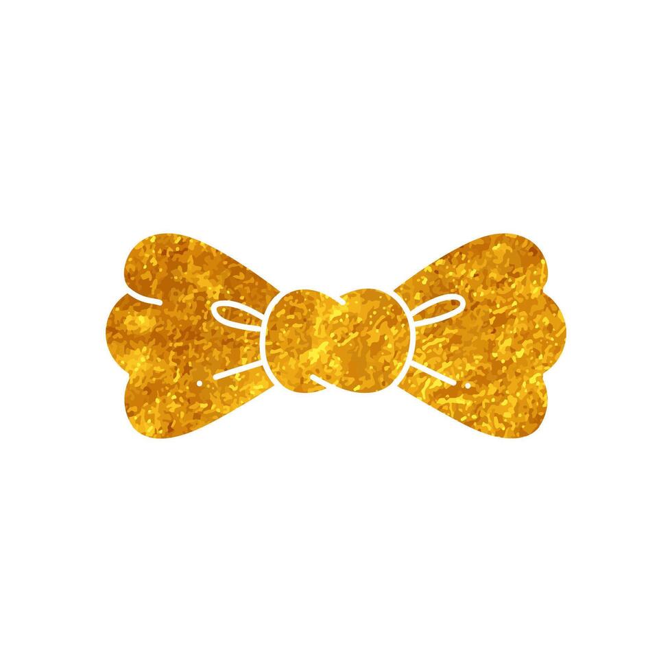 Bow tie drawing in realistic gold color style vector