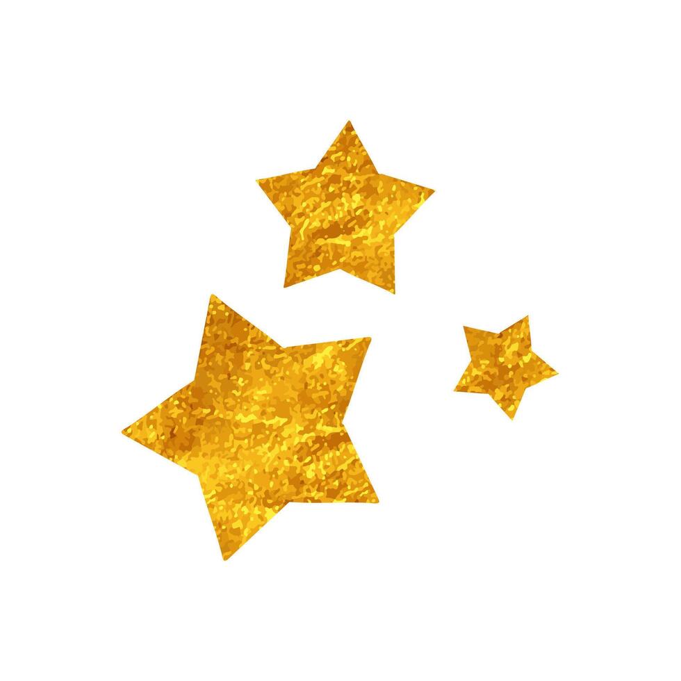 Stars drawing in realistic gold color style vector